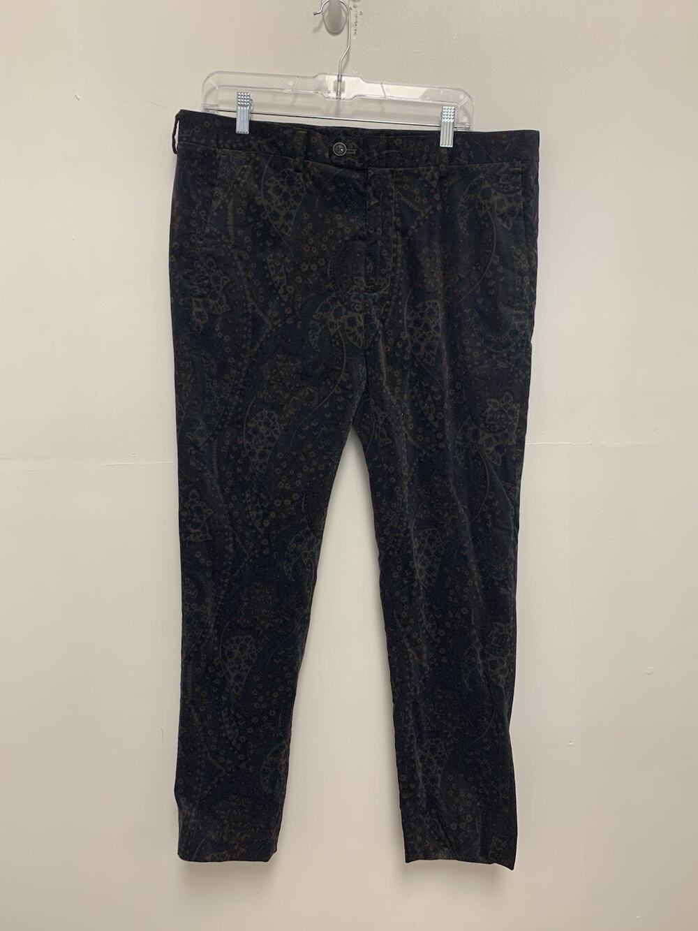 Bonobos Stretch Chino Men’s Pant Green Paisley Print Casual Flat Front 33